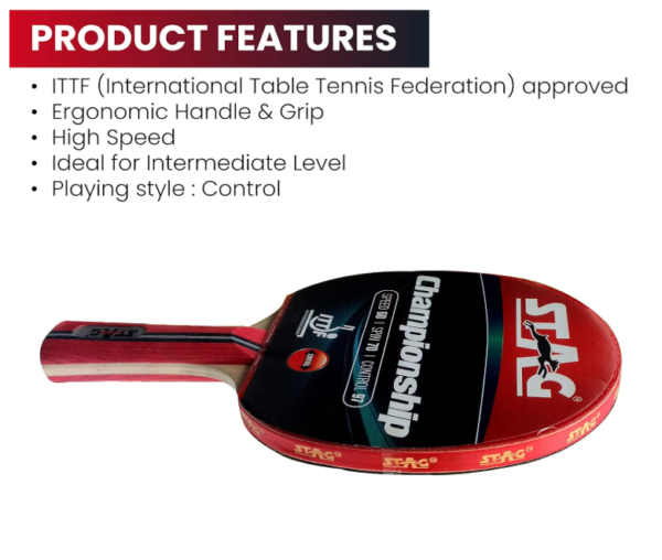 STAG ICONIC-CHAMPIONSHIP-TABLE TENNIS BAT - Image 2